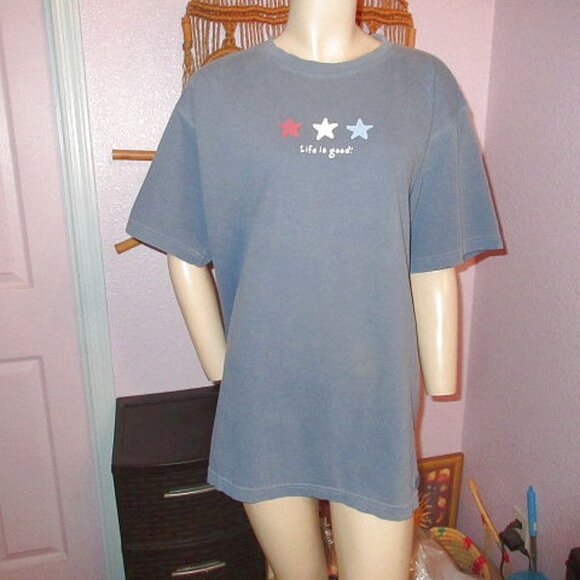 Life Is Good Crusher T-Shirt Size L Graphic Short Sleeves 3 Stars Patriotic NWT - Picture 1 of 10